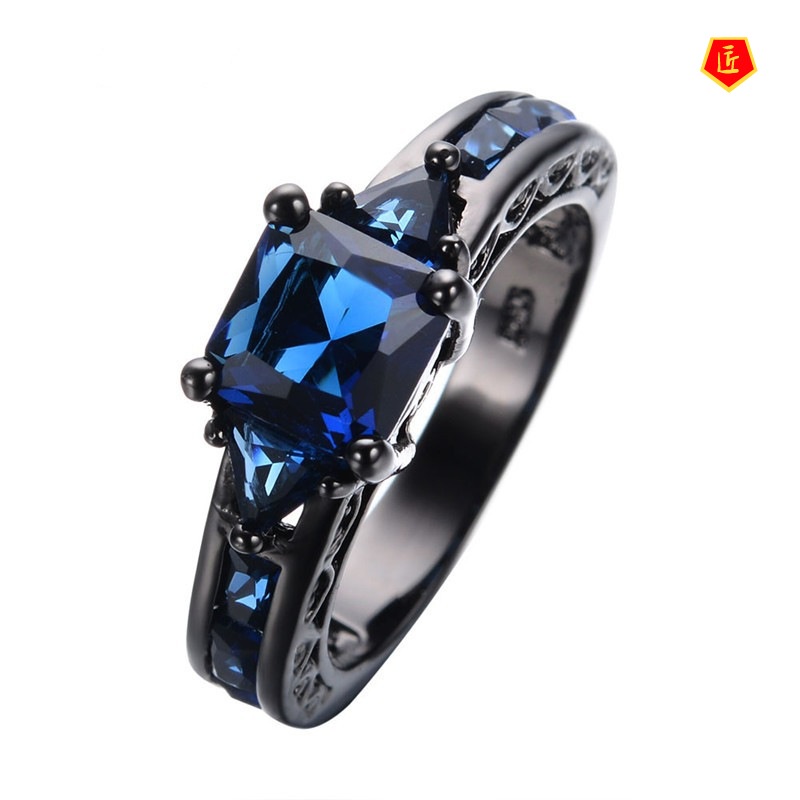 [Ready Stock]Creative Elegant Women's Gem Black Ring Fashion