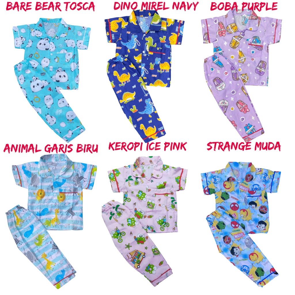 PIYAMA ANAK / BAJU TIDUR ANAK 1-5 TH BEBAS PILIH MOTIF KODE A