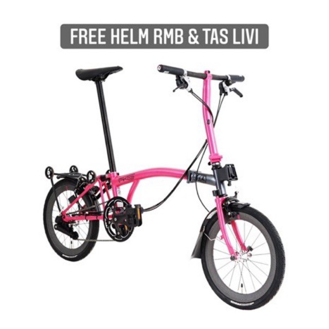 Sepeda lipat FOLDINGBIKE ELEMENT PIKES GEN 2 PINK GREY X PEVITA PEARCE