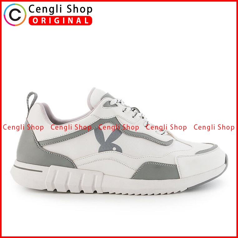 SEPATU SNEAKER PLAYBOY PRIA ORIGINAL CASUAL KETS BRANDED PUTIH PL44