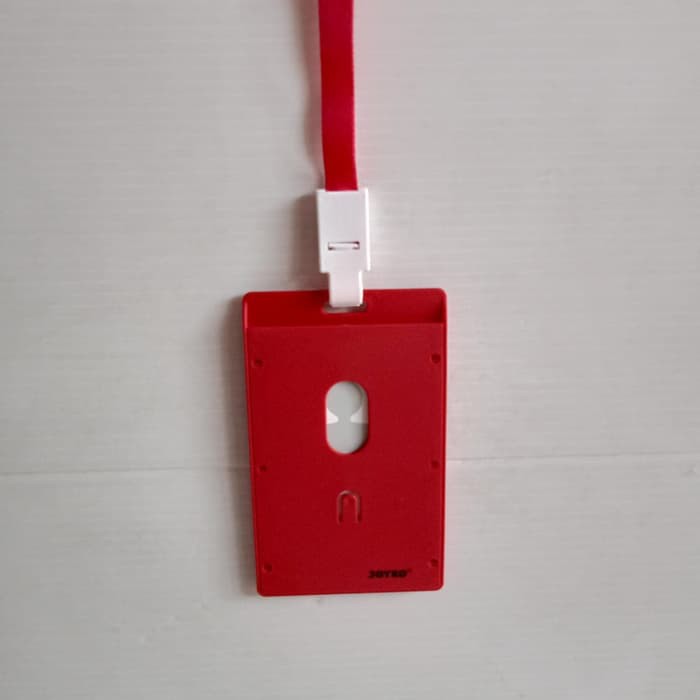 

a Joyko ID Card Holder 54 x 90 mm Potrait + Lanyard NT-53 Red tempat nama