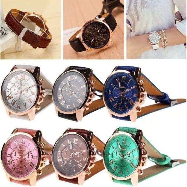 Jam tangan wanita Geneva jam fashion warna warni murah by zellshop