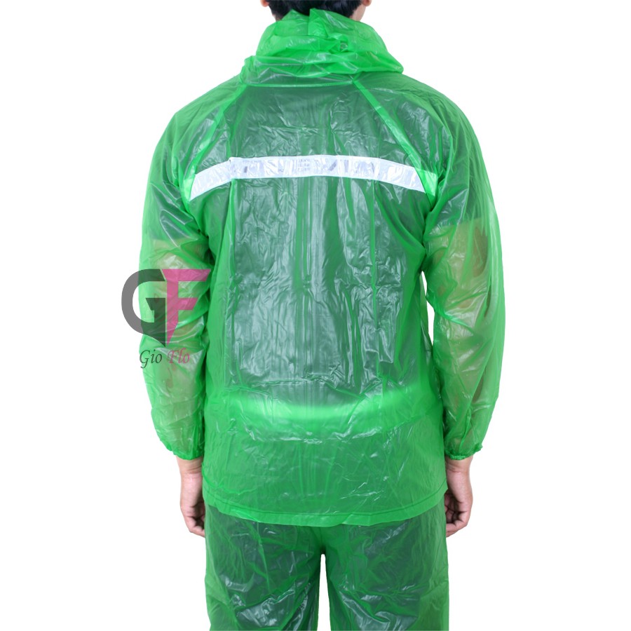 GIOFLO Jas Hujan Setelan Transparan Green / MTR 304