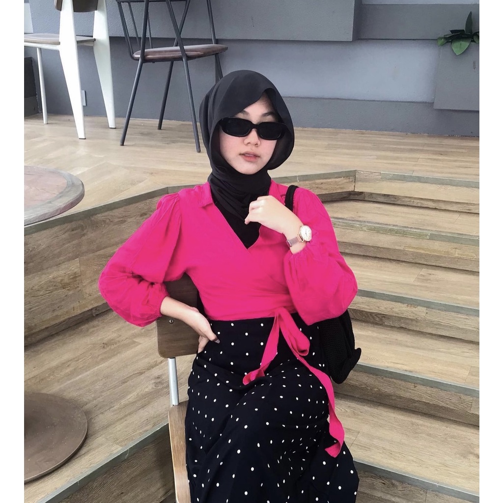 Angel Wrap Top | Wrap Top | Kemeja Murah | Pakaian Wanita Blouse Kimono Kekinian