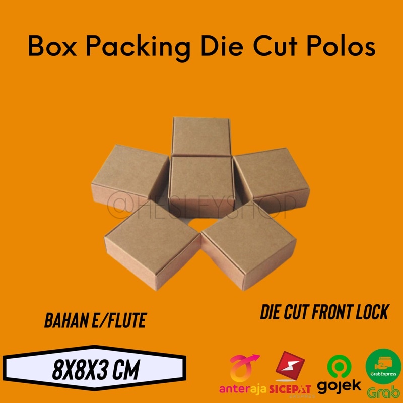 

Kardus Packing Online Shop Kecil 8x8x3cm Front lock Die Cut