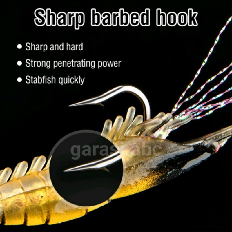 Soft Bait Lure Udang Menyala Swivel Phosphor 8.5cm/6gram Minnow Fishing Sinking Umpan Pancing Casting Ikan Tenggelam UL Ultra Light Jigging Jig Relix Nusantara Mino Palsu Kail Artifisial Artificial Tiruan Kakap GT Baronang Tuna Bandeng Barakuda Kakap Kue