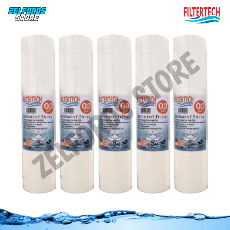 Paket 5 Cartridge Filter / Spun 10 Inch 1, 3, 5, 10 Micron / FILTERTECH