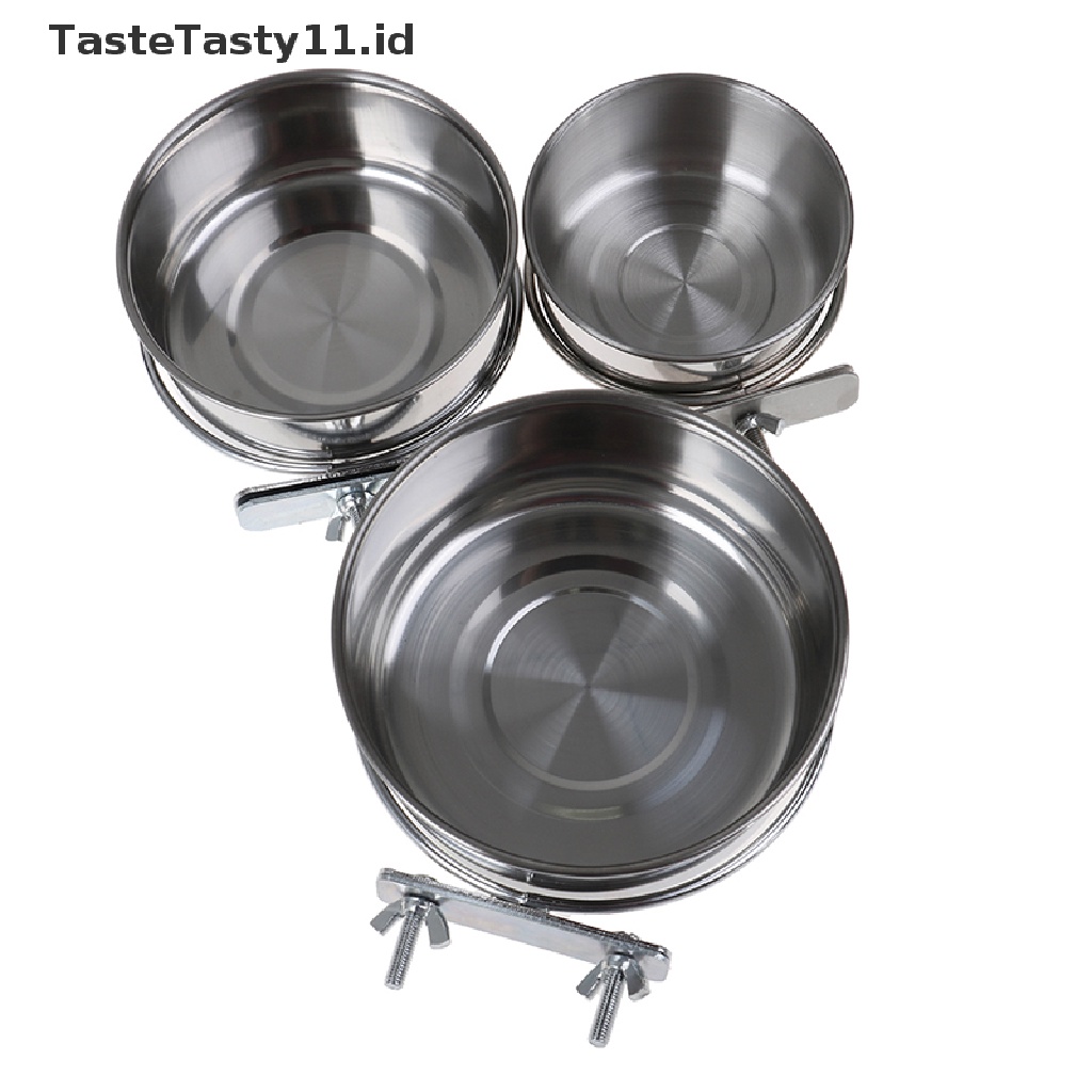 Mangkuk Makanan / Minuman Model Gantung Bahan Stainless Steel Untuk Kandang Anjing / Kucing / Burung