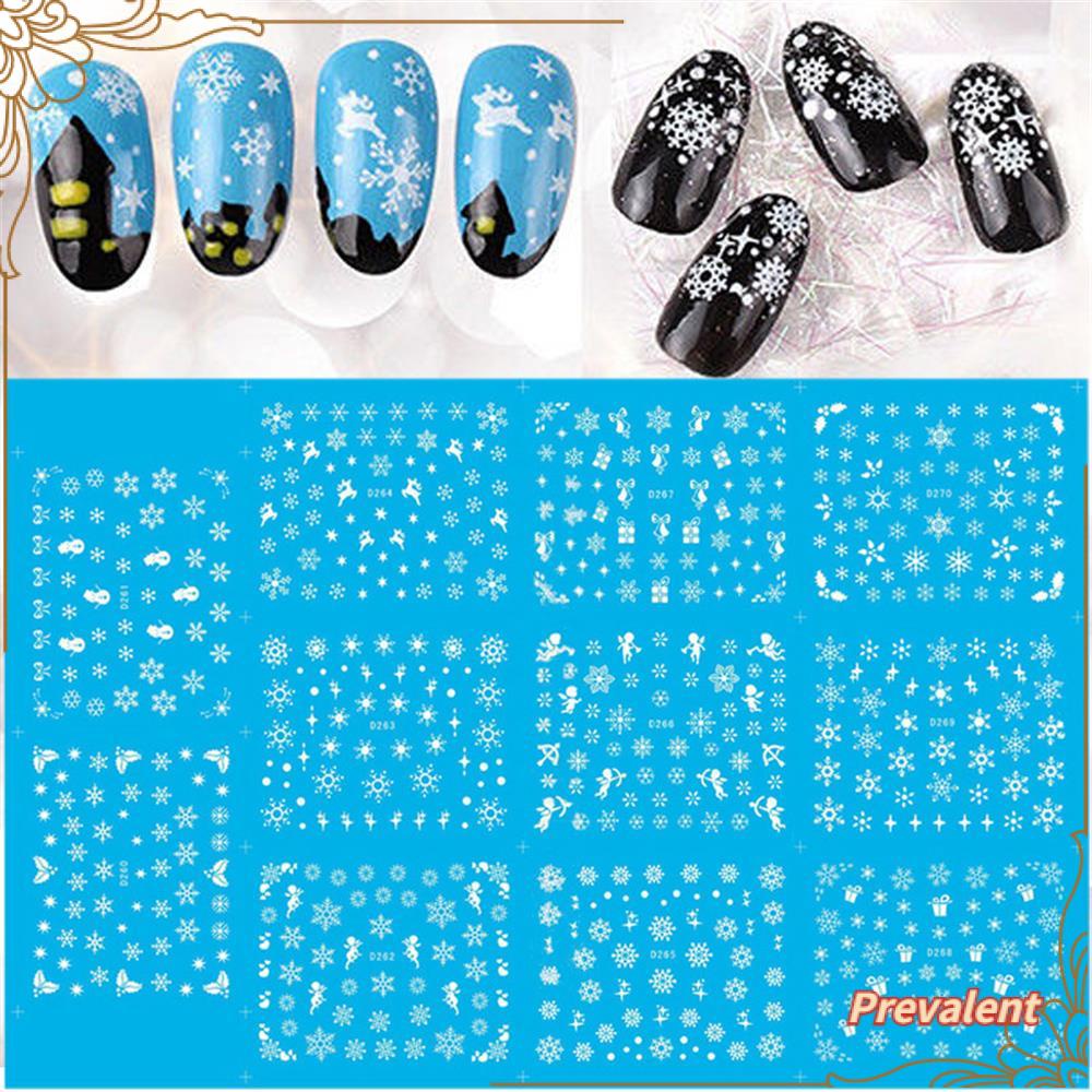 11pcs / Lembar Stiker Decal Transfer Air Motif Natal Untuk Dekorasi Manicure DIY