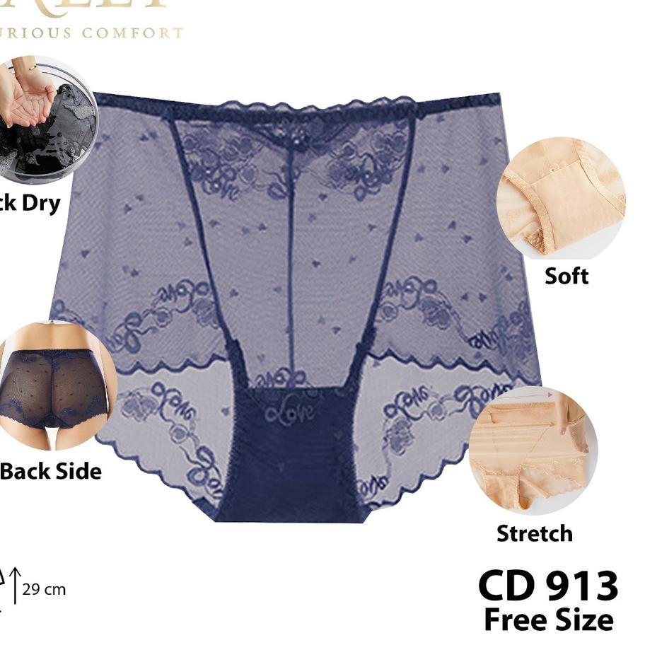 ▼ TALLY Celana Dalam Wanita Brokat Fit to L - XL Cd Transparan Nyaman Dipakai CD 913 ★