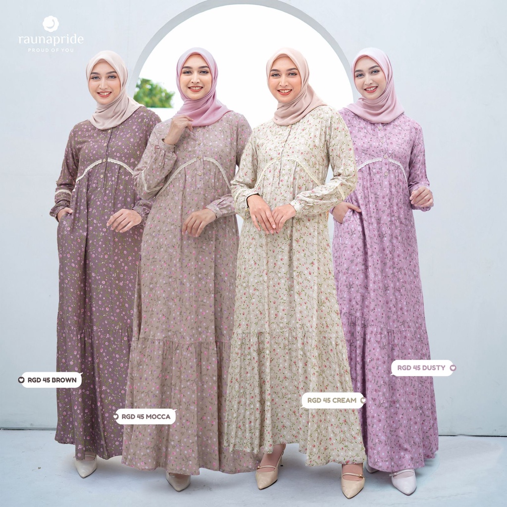 Rauna RGD 45 - Gamis Terbaru 2022 - Gamis Motif Kekinian - Rauna Original