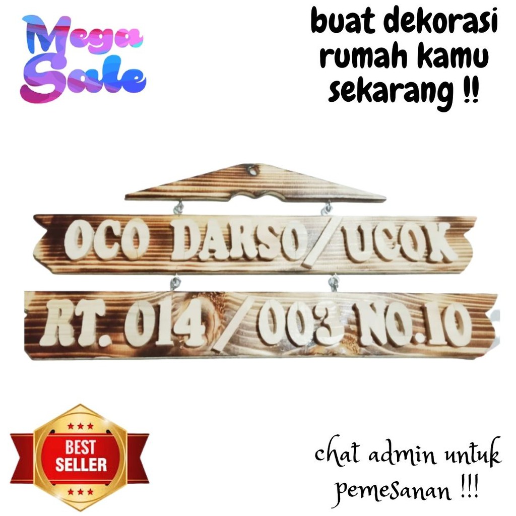 DEKORASI DINDING,HIASAN DINDING,DEKORASI RUMAH,PAPAN ALAMAT RUMAH KAYU JATI BELANDA CUSTOM SENDIRI