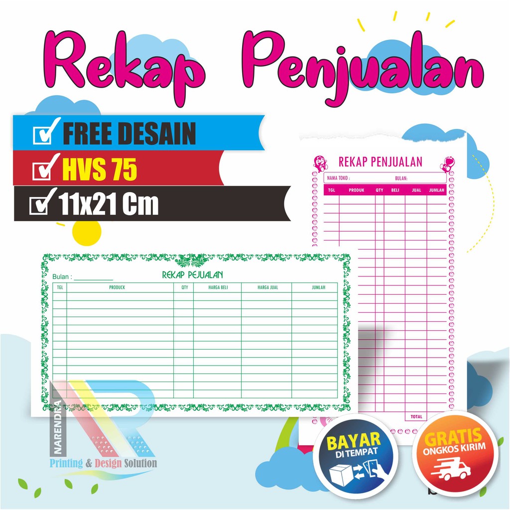 Buku REKAP PENJUALAN ORDER  | CUSTOM | Free Desain | percetakan narendra
