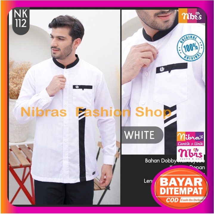 Koko Nibras Dewasa Lengan Panjang Putih Polos NK 112 NK112 Baju Kemeja Nibras Pria Cowok Laki Laki D