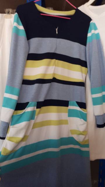 CASUAL LONG DRESS BUSUI GAMIS GARIS MODIS KAOS HARIAN CANTIK MAYUNG