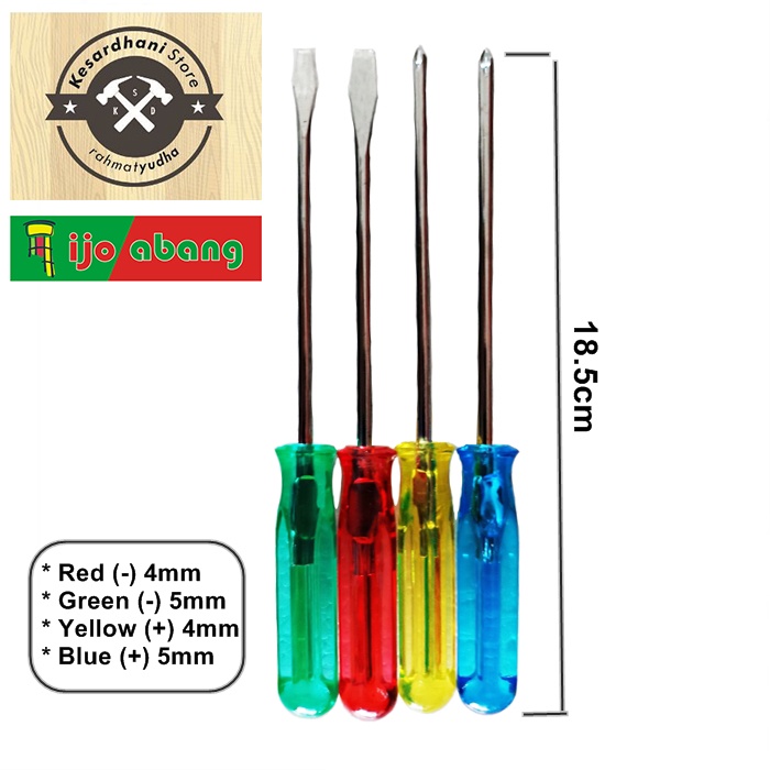 Obeng Plus Minus Set 4pcs Belimbing ScrewDriver 4 pcs + - Multifungsi (+) (-) Serbaguna +- ples min