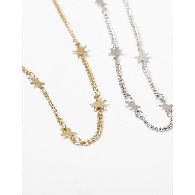 LRC Gelang Kaki Fashion Five-pointed Star Tassel Single Layer Geometric Anklet K34932