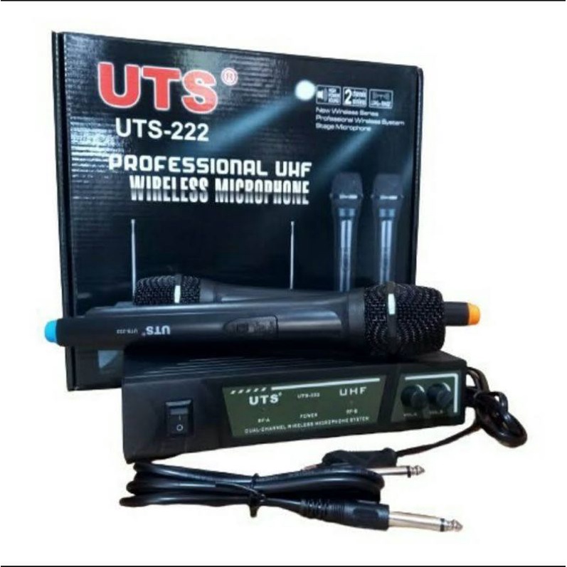 mic wireless uts 222 double mic handle mic uts222 wireless microphone profesional mic tanpa kabel