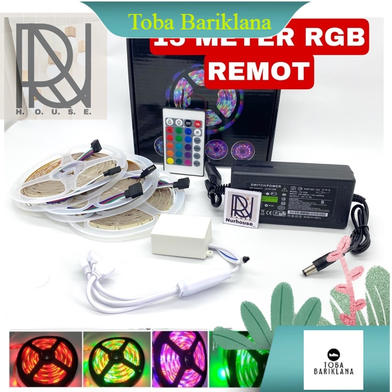 LAMPU LED STRIP RGB 15 METER REMOTE CONTROL WATERPROOF