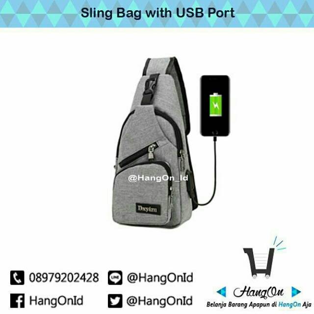 Sling Bag Canvas with USB Port