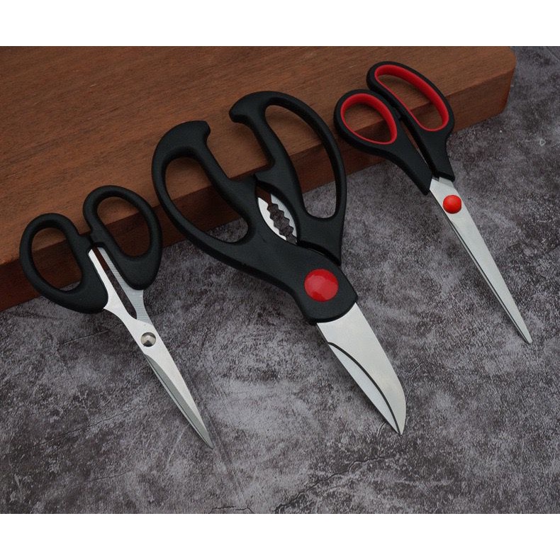 (BOW) 1Set 3Pcs Gunting Dapur Stainless Gunting Rumah Multifungsi Stainless Steel Kitchen Scissors