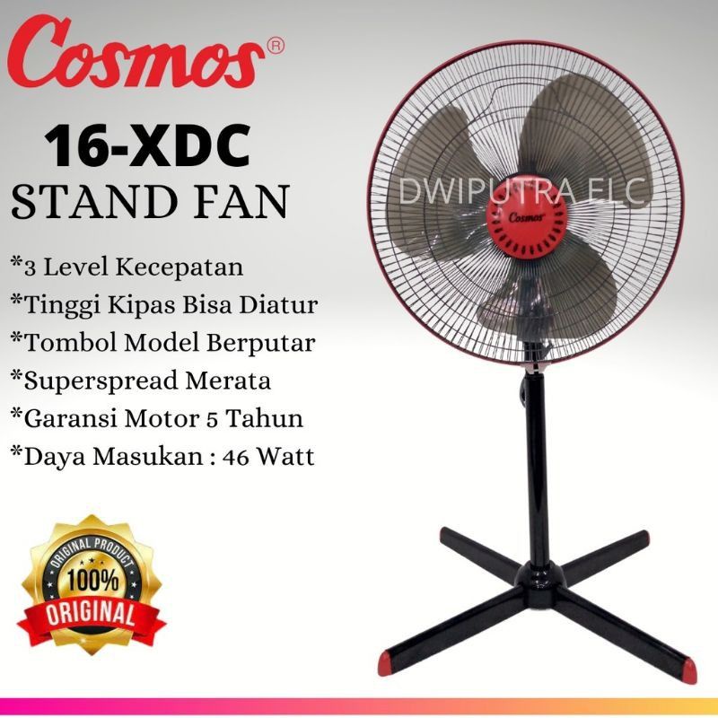 TERMURAH PROMO KIPAS ANGIN COSMOS XDC 16 STAND FAN BERDIRI KAKI SILANG X KALI TAMBAH INCHI INCI INCH