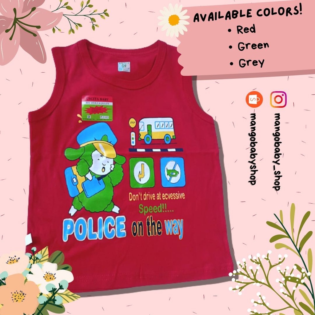 USCITA BABY | ATASAN BAJU SINGLET TANPA LENGAN ANAK KIDS WARNA MOTIF POLICE OTW