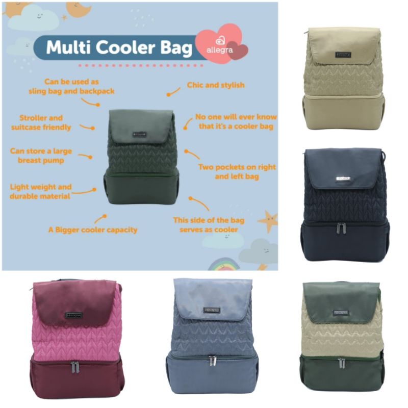 Allegra Multi Cooler Bag Abel Roz Latte Olive Paula Audrey - Tas Asi