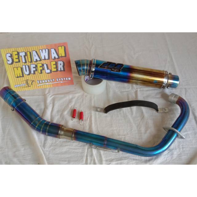 Knalpot Racing Dos Blue Moon for Satria FU Tiger Vixion Mega pro CB150R MX King/New Sonic dll