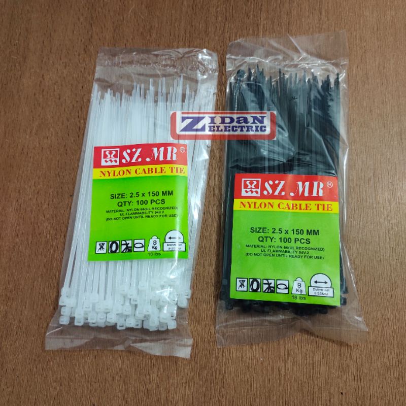 

Kabel Ties 2,5x150mm 15cm / Cable Tie 2,5 x 150mm 15cm Putih / Hitam SZMR