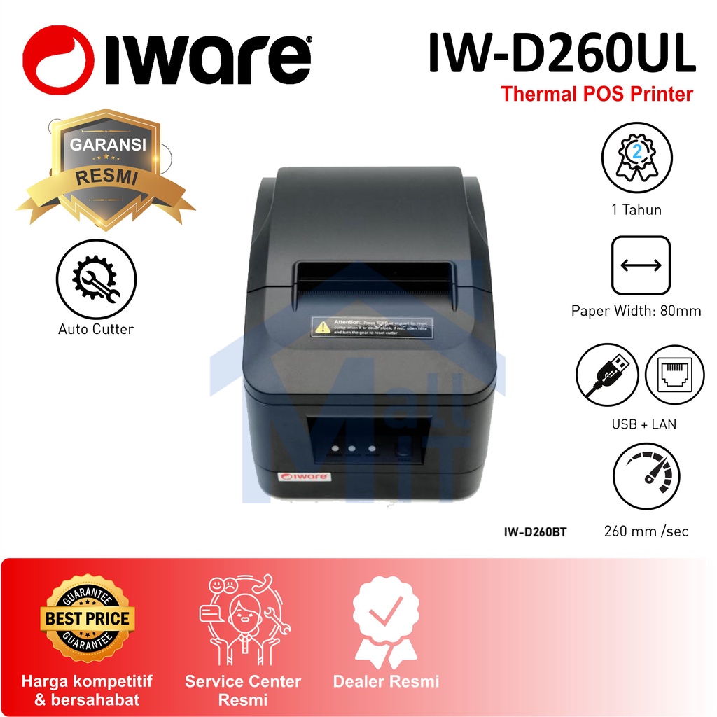 (BISA COD) MDN PRINTER KASIR THERMAL BLUETOOTH IWARE IW-D260BT IW D260BT D260 BT