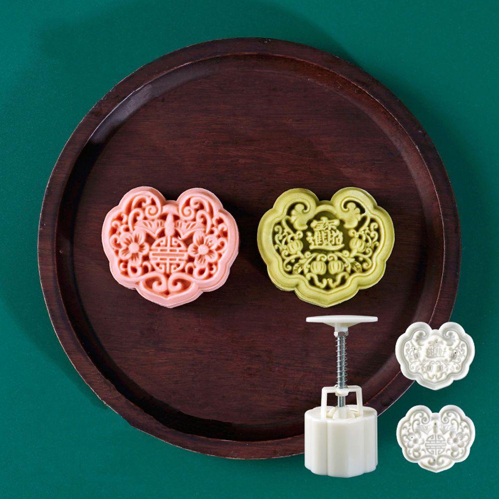 【 ELEGANT 】 Es Kulit Cetakan Mooncake 1set Plastik Tangan Ditekan Mid-Autumn Festival Moon Cake Cookie Mold Dapur Gadget Mooncake Hias Aksesoris Kue Bulan Cetakan Mooncake