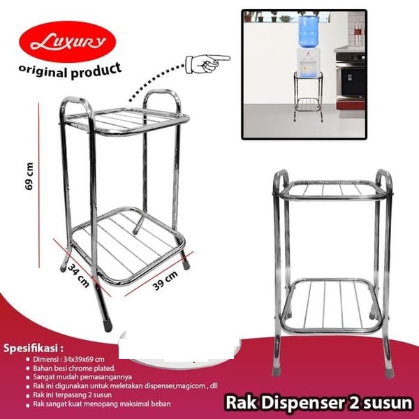 Rak Dispenser Stainless Serbaguna 2 susun stainles steall.