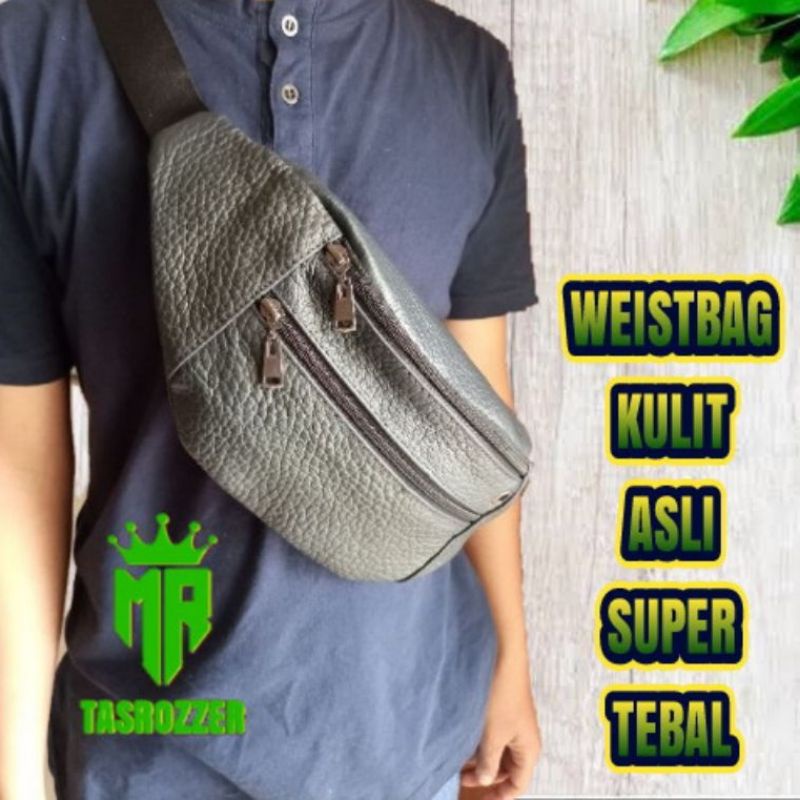 Waistbag kulit tebal asli garut keren | Tas kulit tebal