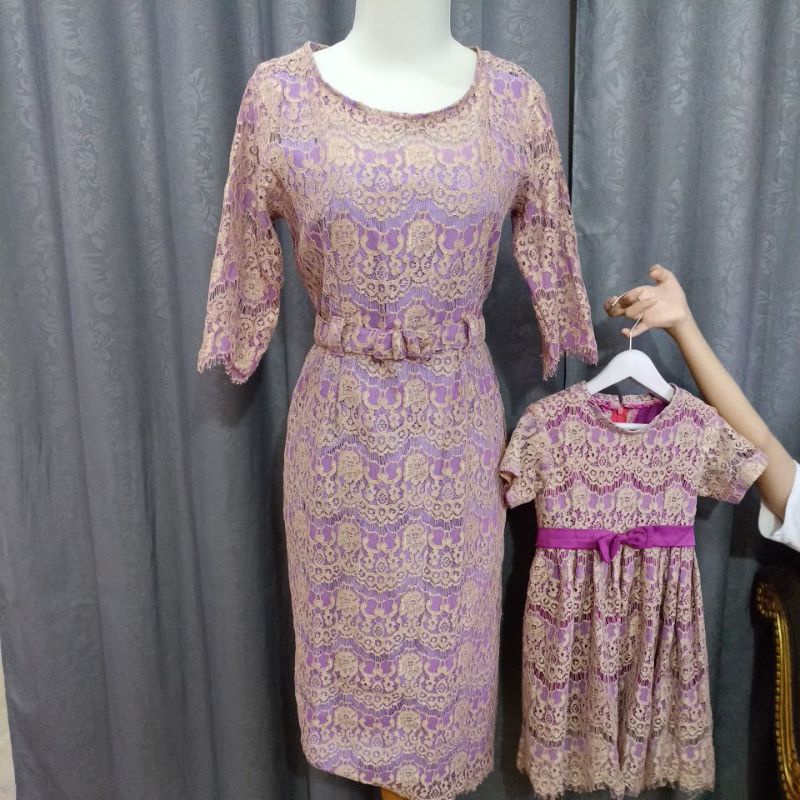 Dress couple Brokat Lilac ibu&anak