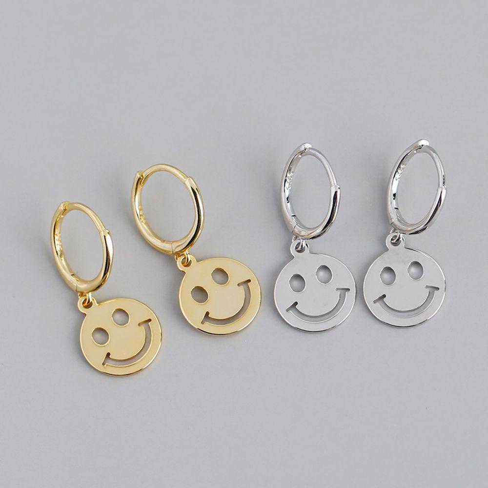 [Elegan] Anting Smiley Face Trendi Elegan Liontin Bahagia Gaya Korea Hoop Earerings Hoop Pesta Perhiasan