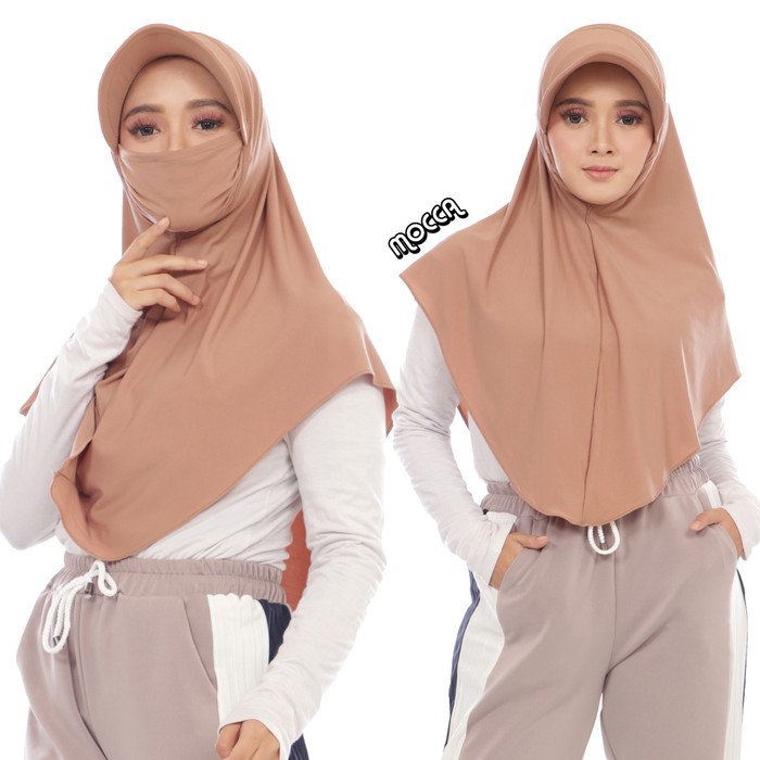 HIJAB JILBAB KERUDUNG MODIS KECE PRAKTIS TOPI SPORTY MASKER M (K1)