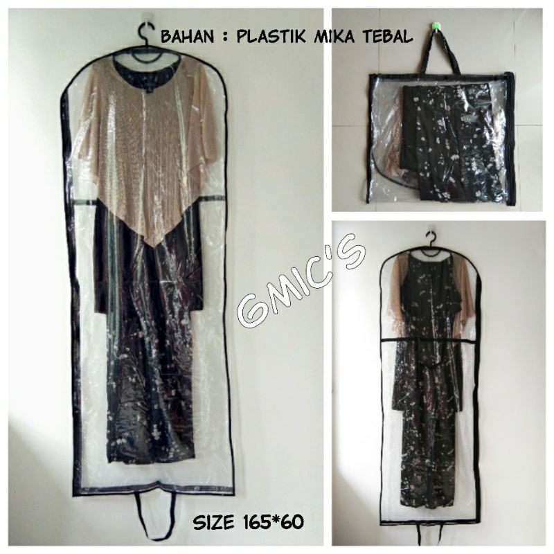 Cover gaun pesta baju gamis pelindung gaun model tas bahan plastik MIKA tebal