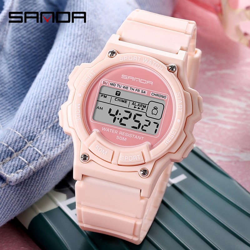 SANDA 6020 Jam Tangan Wanita Pria Digital Tali Rubber Anti air WATCHKITE WKOS