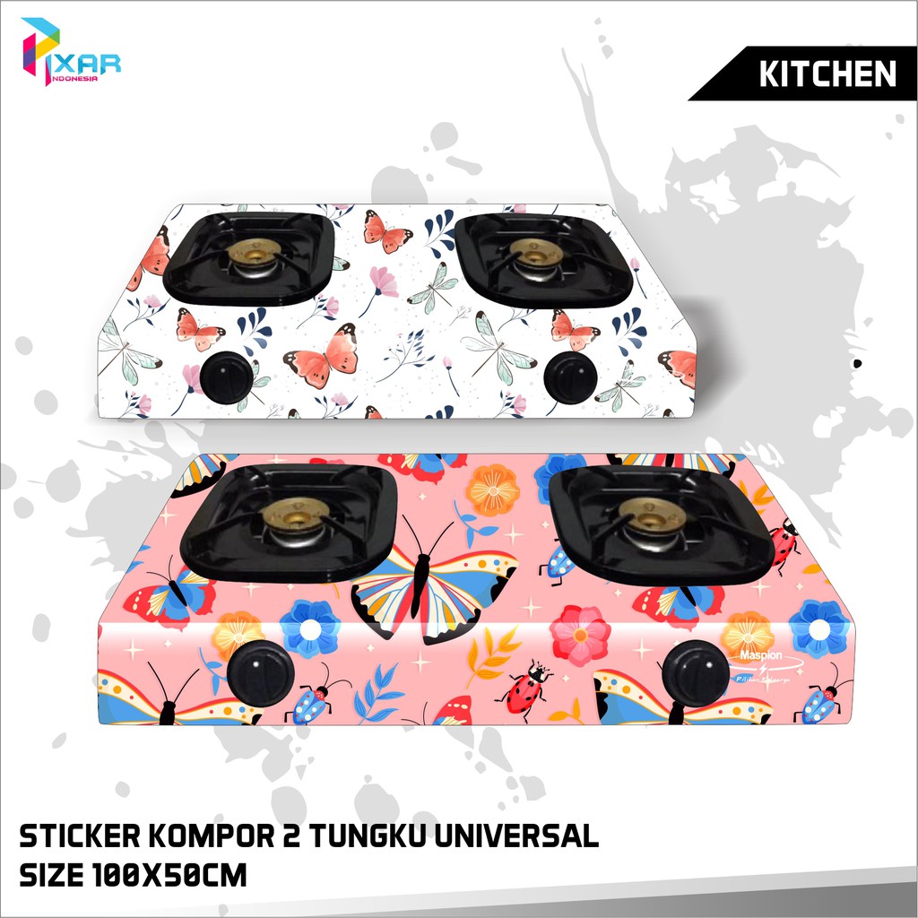 

STIKER STICKER KOMPOR 2 TUNGKU MASTERCHEF MOTIF BUTTERFLY LEM KUAT PREMIUM QUALITY