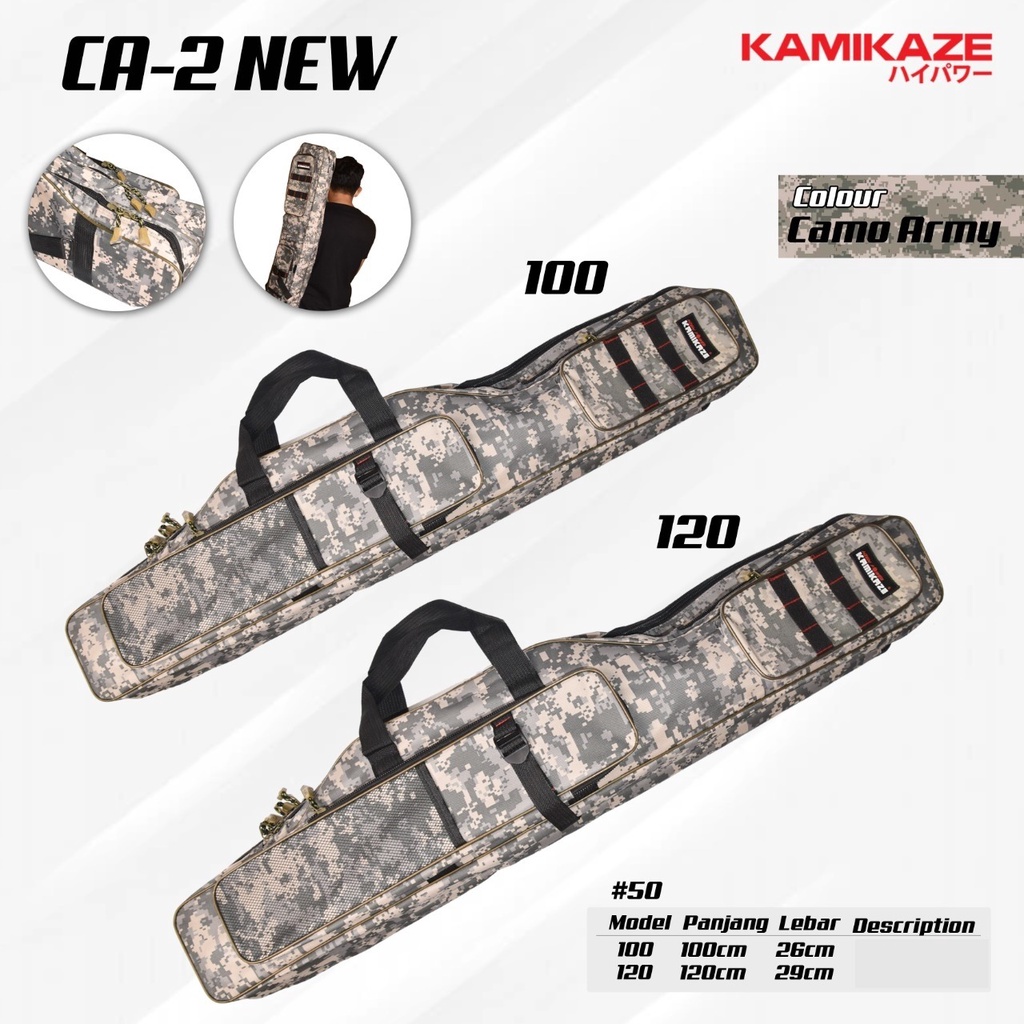 Tas Pancing KAMIKAZE CA-2 NEW Camo Army Abri Jinjing Selempang Besar Muat Banyak Alat Pancing Pancin