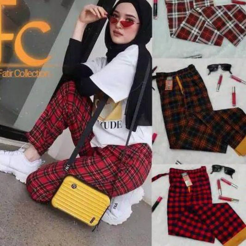 CELANA TARTAN WANITA //KATUN STIK BALIK