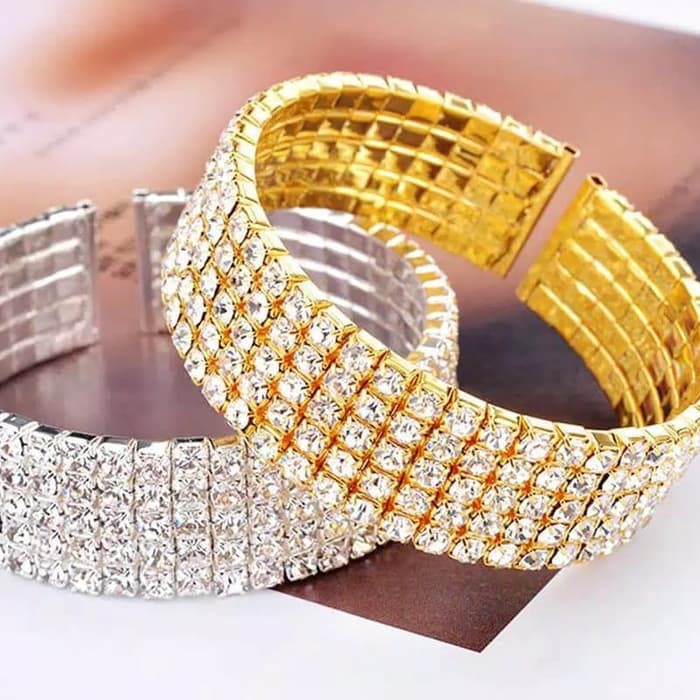 GELANG FASHION WANITA BERLIAN IMITASI 5 BARIS BLING BLING CANTIK MURAH