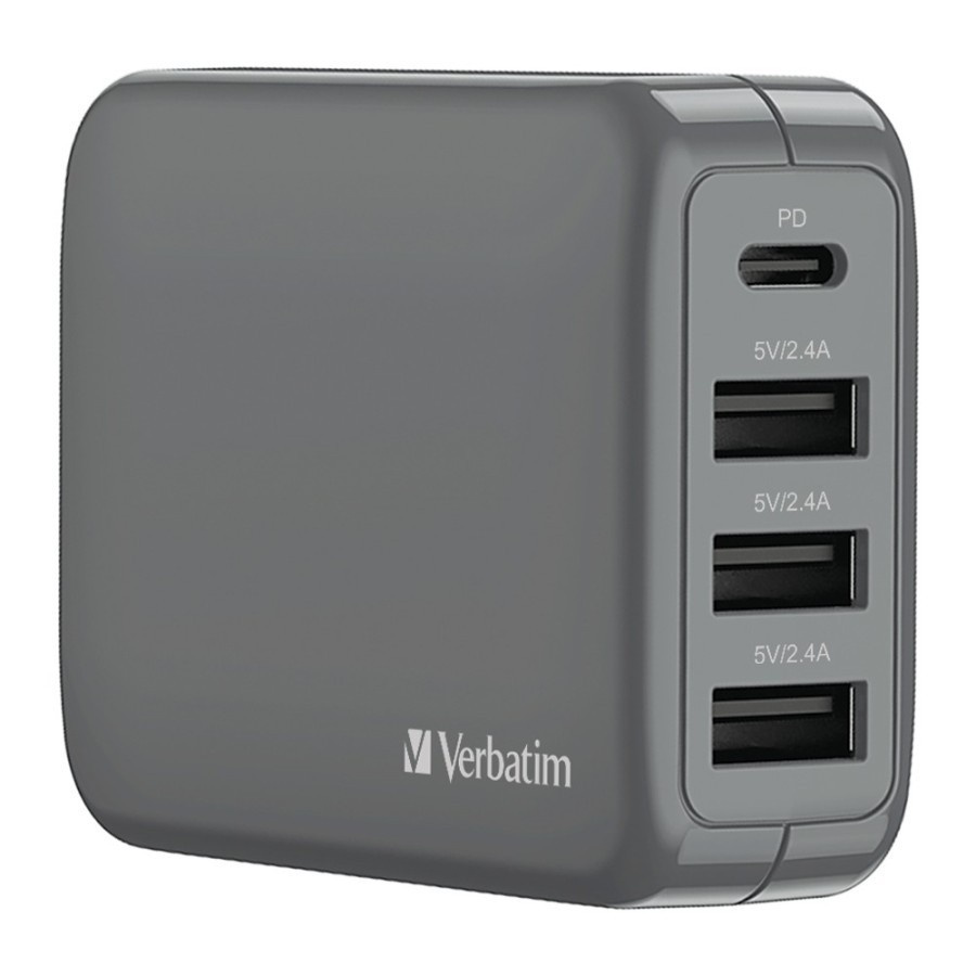 Travel Charger Verbatim 4Port PD 30W 1x USB C, 3x USB A-Verbatim 66320