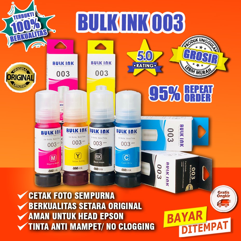 PROMO (LIVE)  Tinta Epson 003 Bulk Ink Original L3110 L3150 L5190 L1110 L3101 L3100 Tidak Luntur