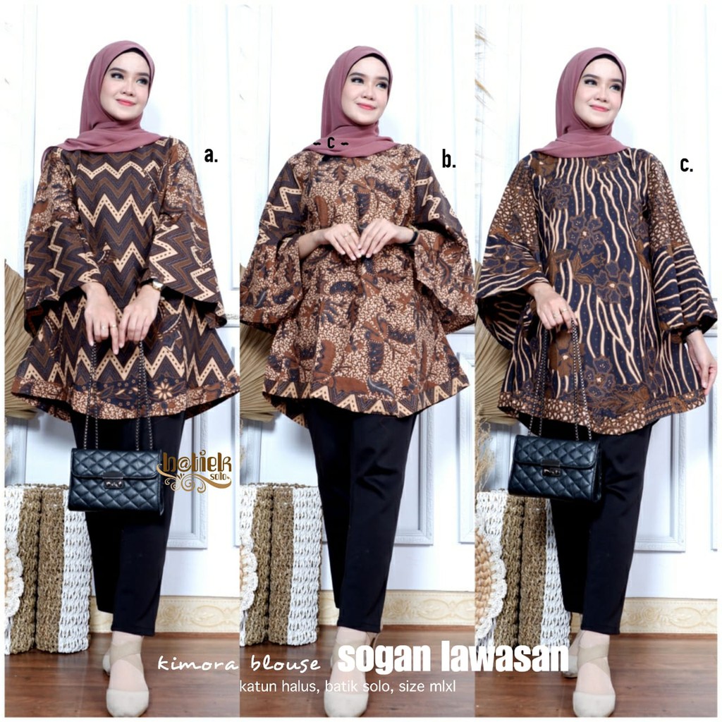 KIMORA BLOUSE SOGAN LAWASAN Baju Batik Atasan Kemeja Wanita Lengan Panjang Blouse Wanita Korea Jumbo