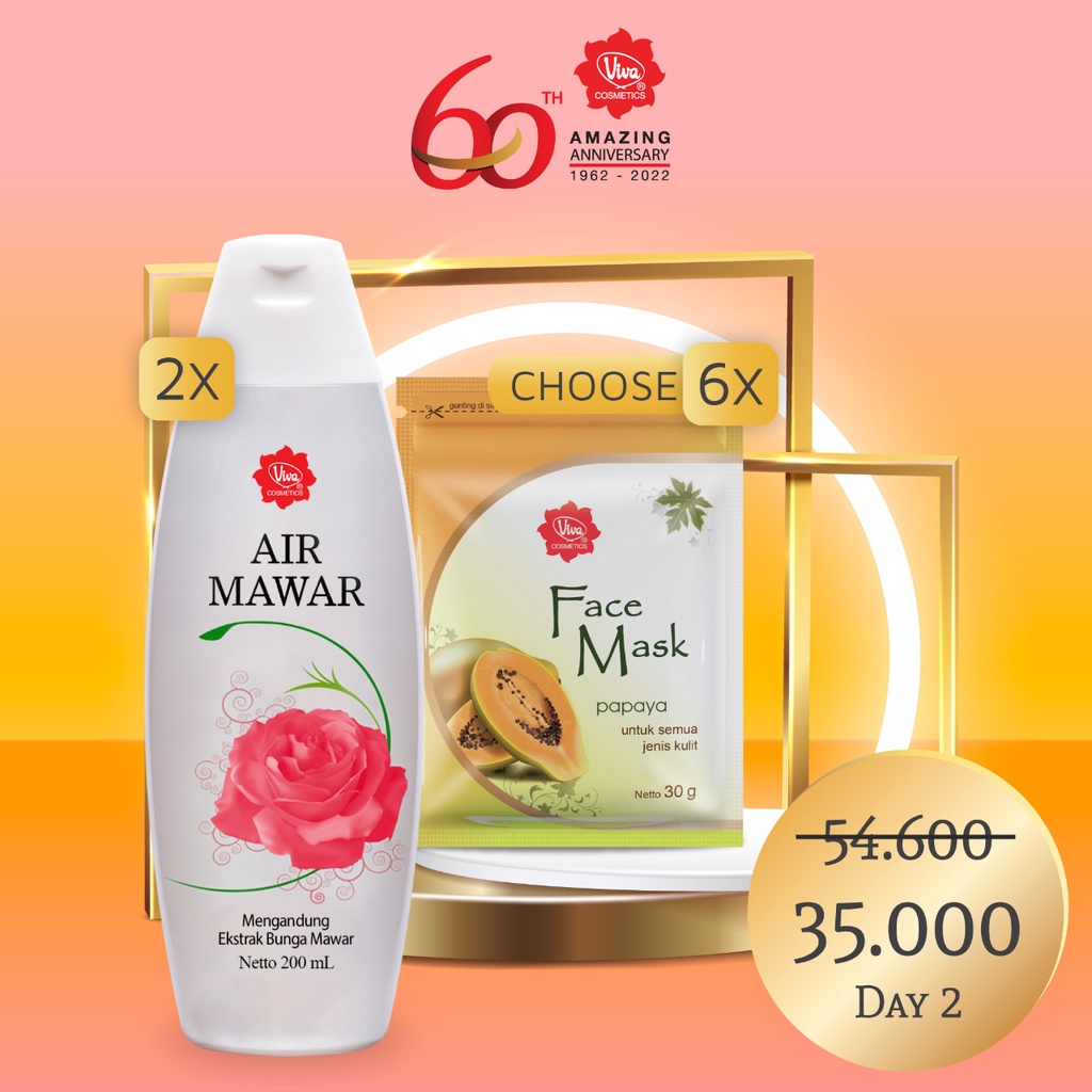 Paket 6 Face Mask 2 Air Mawar 200 ML Viva