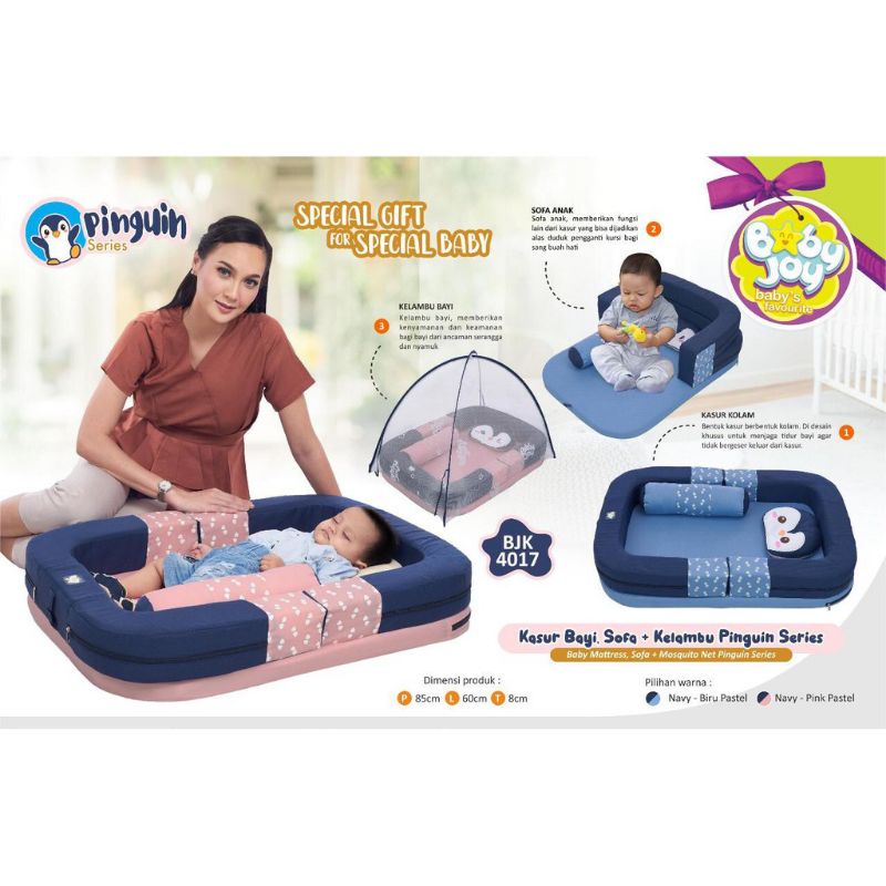 Baby Joy Kasur Bayi Kolam + Kelambu Pinguin Series