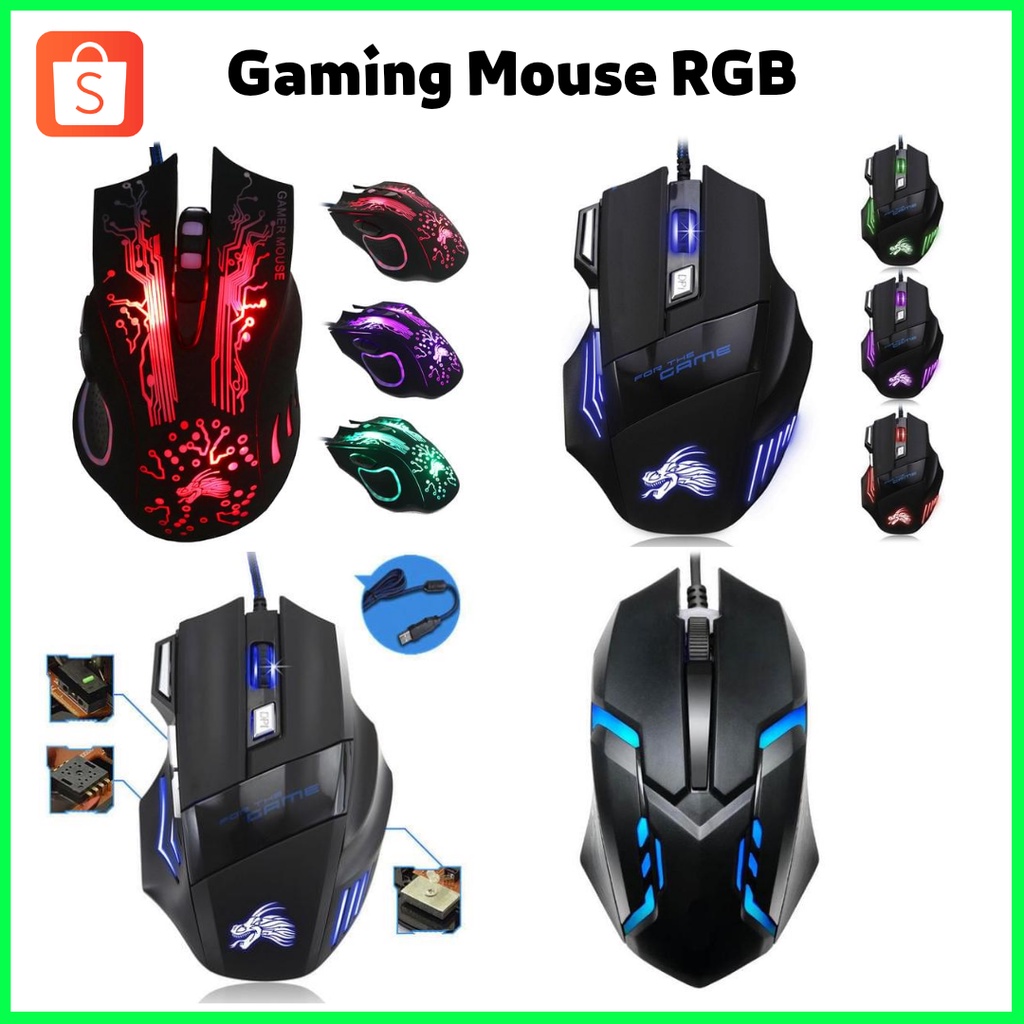 [Promo] Mouse Gaming LED RGB USB Wired Berbagai Model Keren