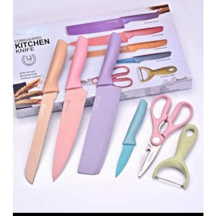 Pisau Set Warna Warni 6in1 Kitchen Knife